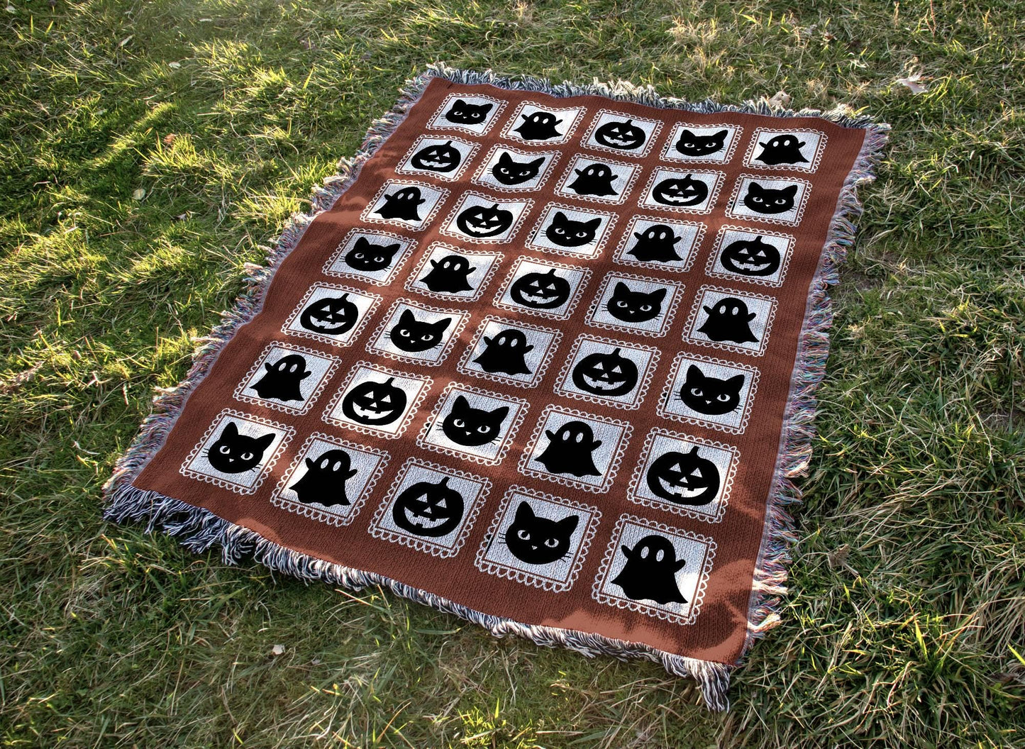 Red Halloween Woven Blanket