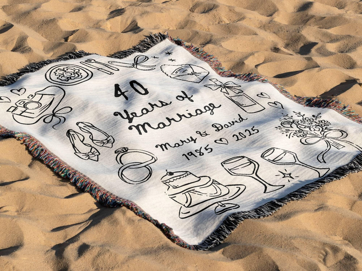 40th Anniversary Custom Names Woven Blanket - Oh Happy Blankets