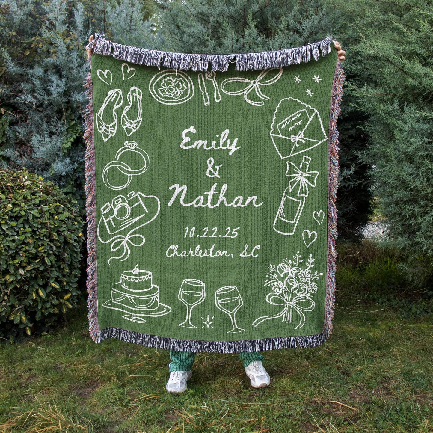 Green Wedding Woven Blanket