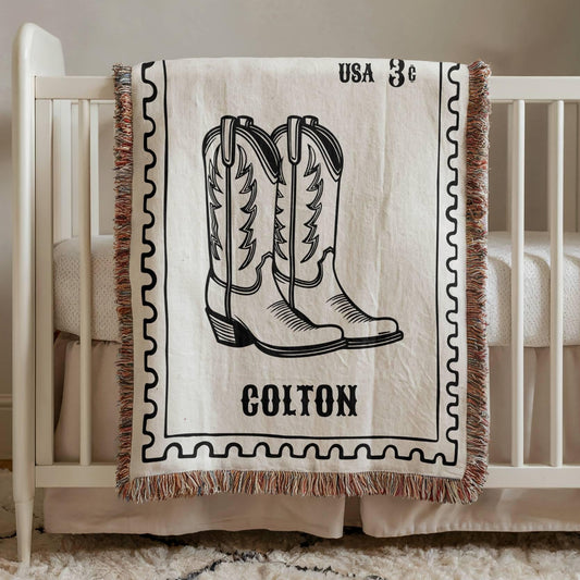 Cowboy Boots Woven Blanket