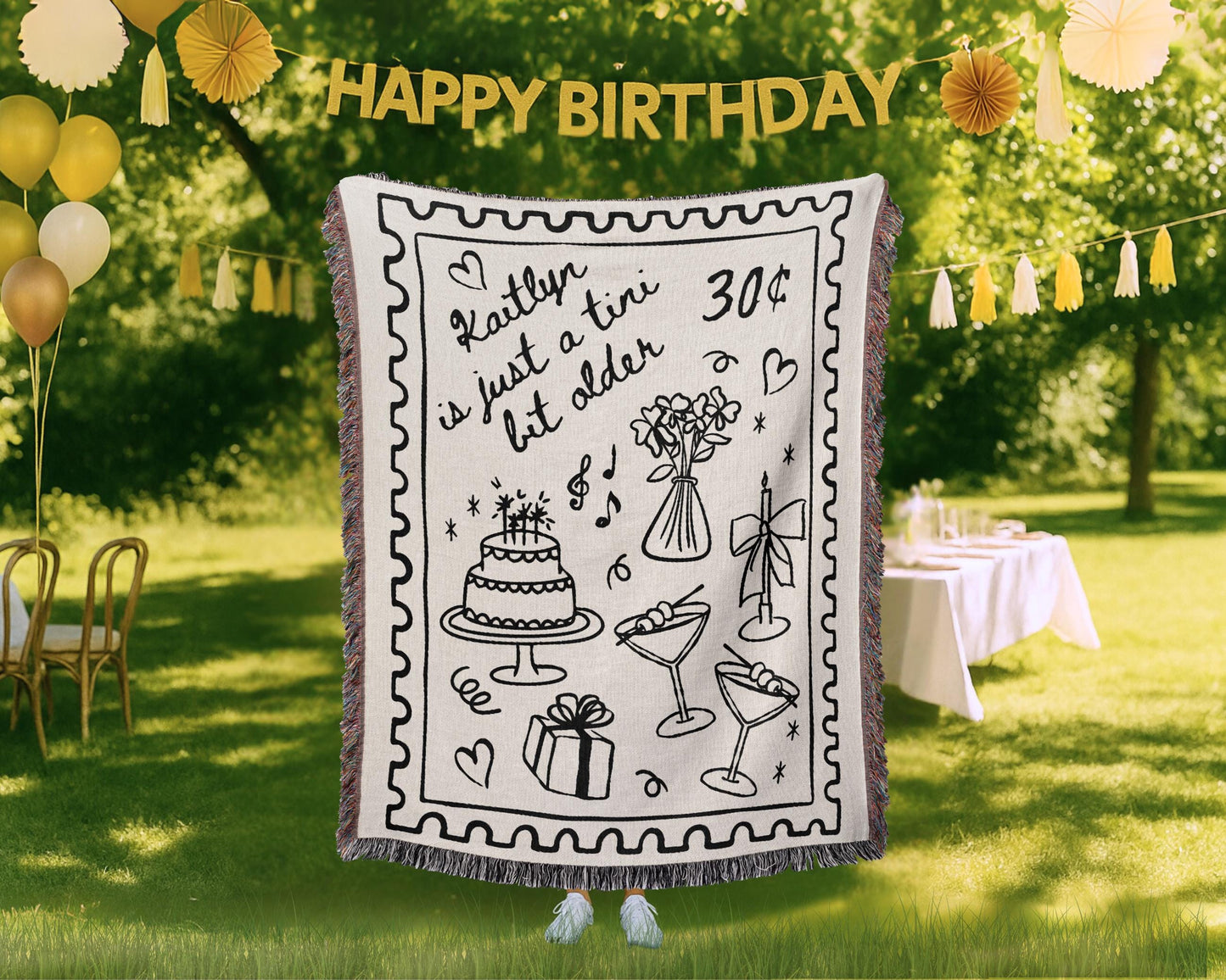 Martini Birthday Woven Blanket