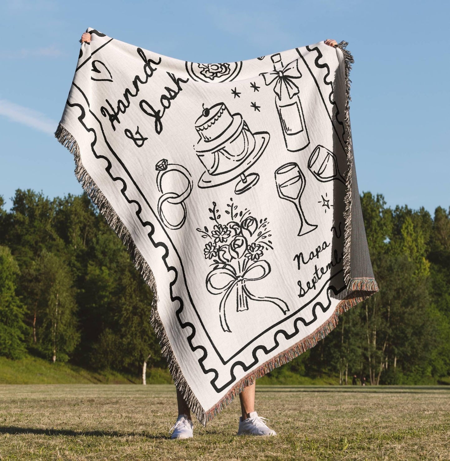 Wedding Stamp Woven Blanket