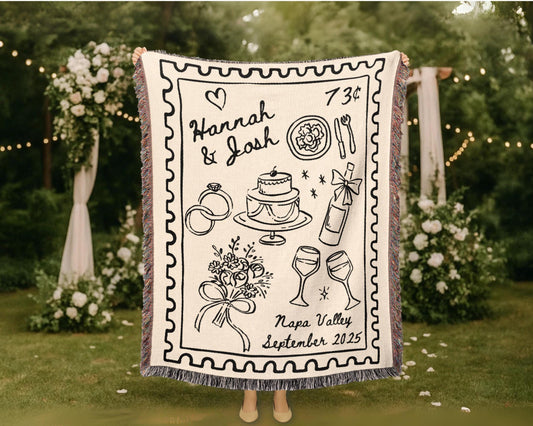 Wedding Gift: Custom Style Woven Blanket with premium cotton material, thoughtful gift for special occasions.