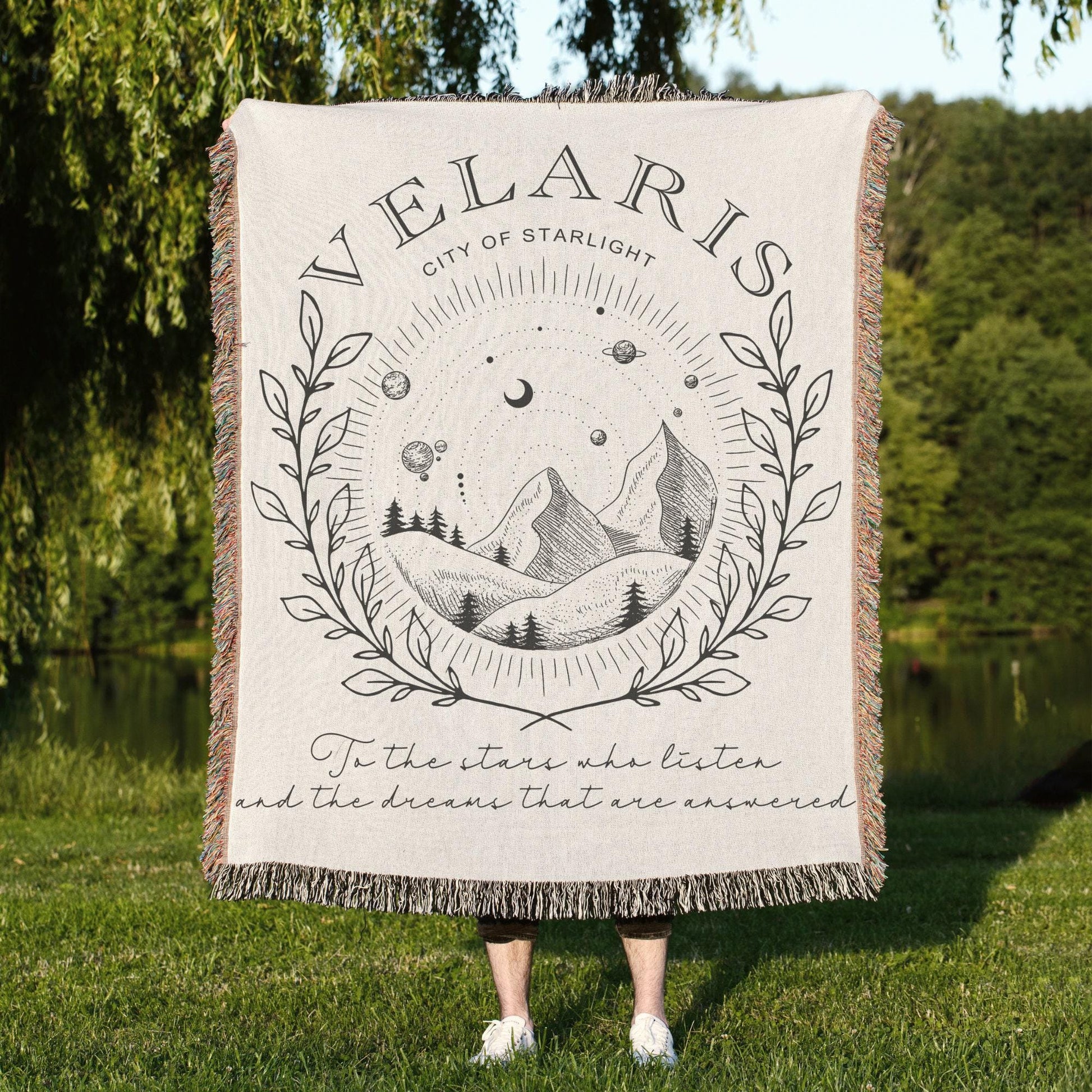 Fantasy Reader Gift: Fantasy Woven Blanket with unique design, perfect decorative throw for home decor enthusiasts.