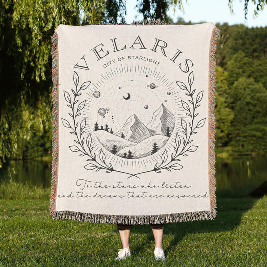 Fantasy Reader Gift: Fantasy Woven Blanket with unique design, perfect decorative throw for home decor enthusiasts.