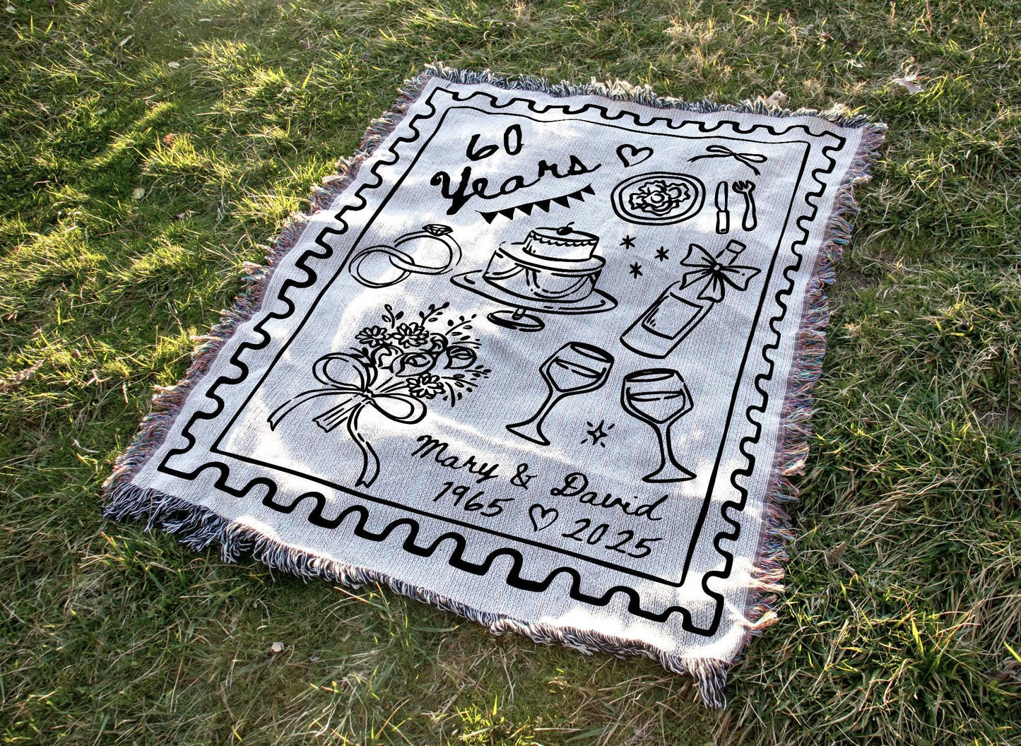 60th Anniversary Wedding Woven Blanket