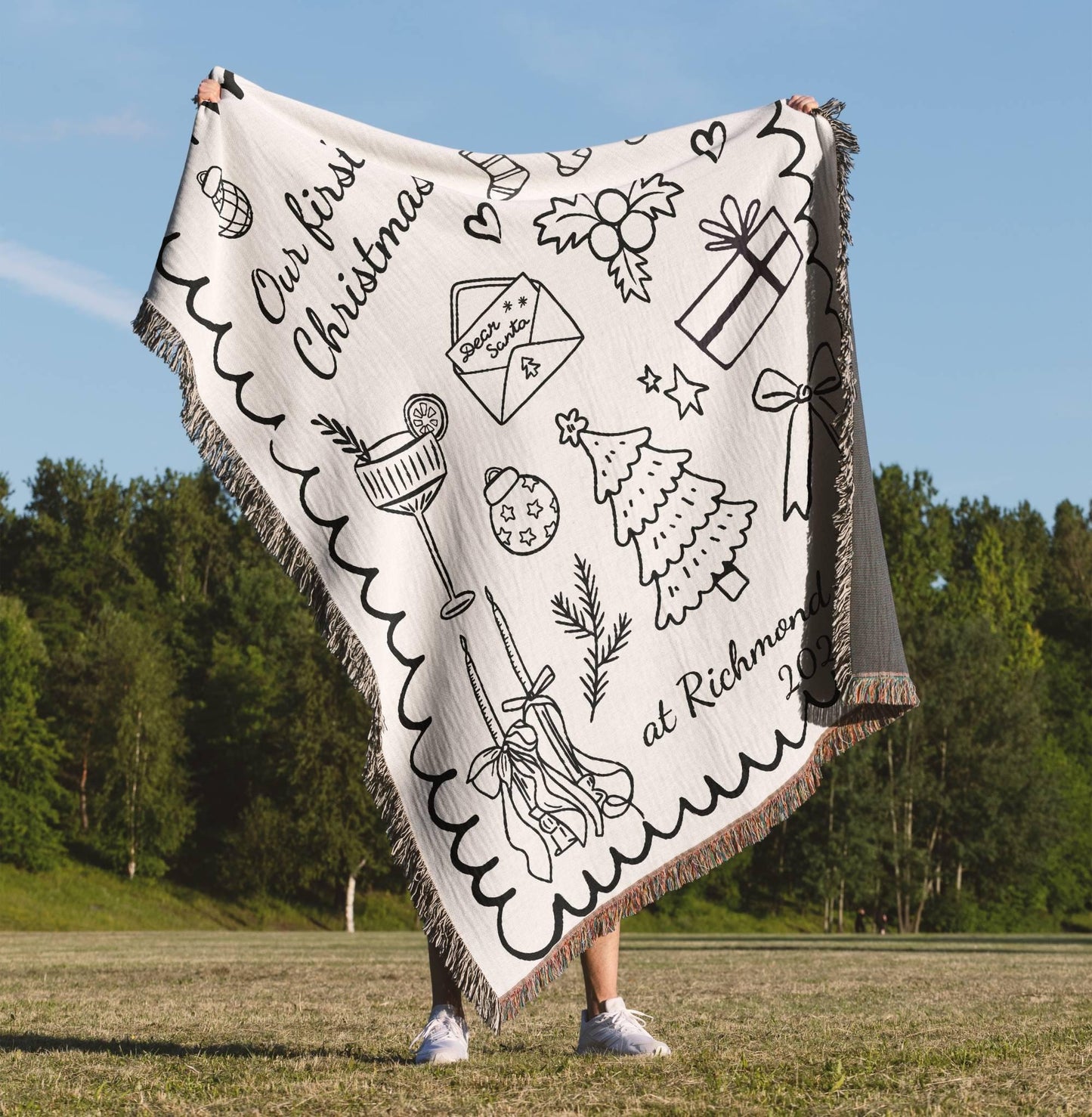 Personalized First Christmas Woven Blanket