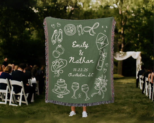 Green Wedding Woven Blanket