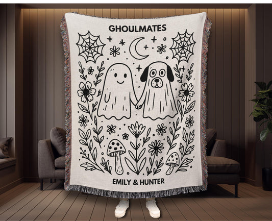 Ghost Dog Ghoulmates Woven Blanket
