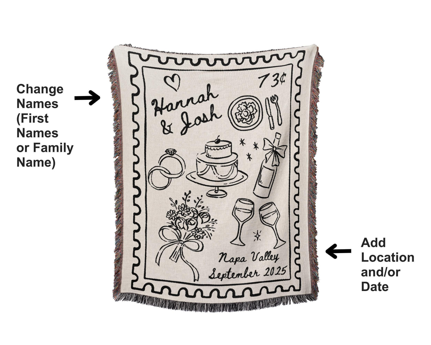 Wedding Stamp Woven Blanket