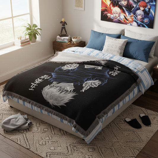 Black Anime Woven Throw Blanket