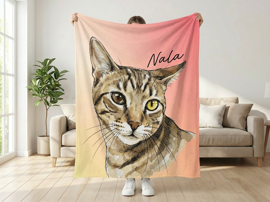 Custom Pet Ombre Fleece Blanket